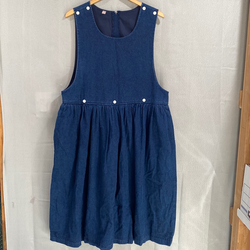 Vintage Denim Jumper Dress Sleeveless L/XL
